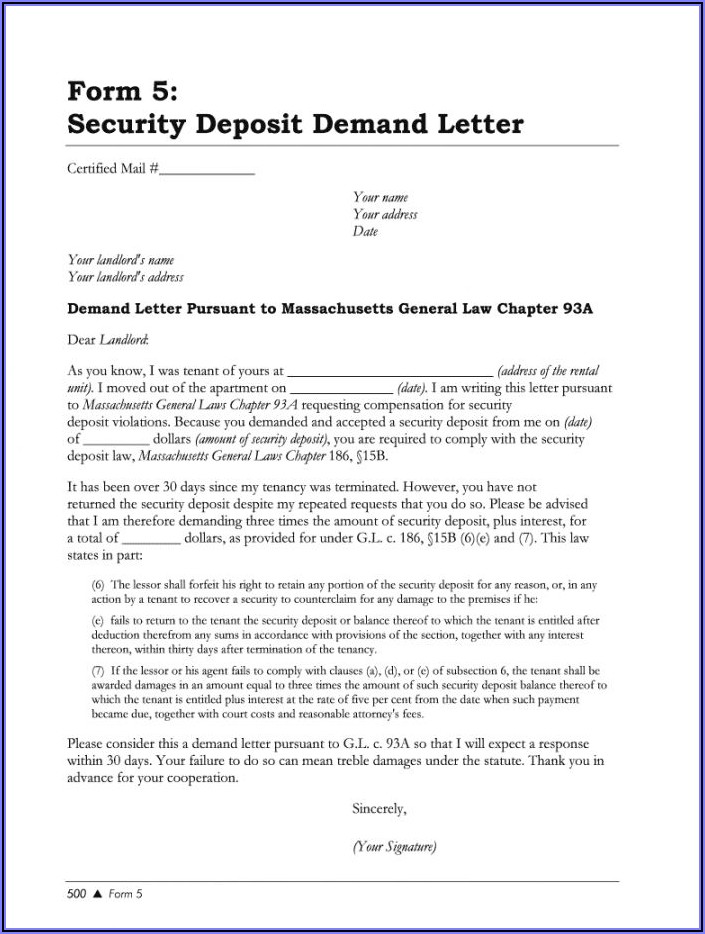 Sample Response To 93a Demand Letter