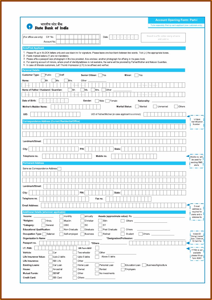 Sbi Bank Current Account Opening Form Online