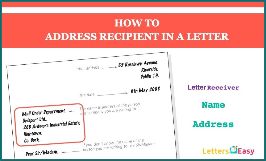 Sender And Receiver Address On Letter
