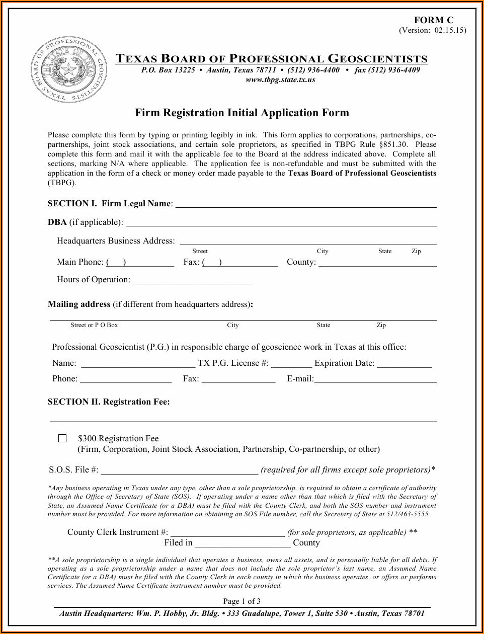 Sole Proprietorship Registration Form Pdf