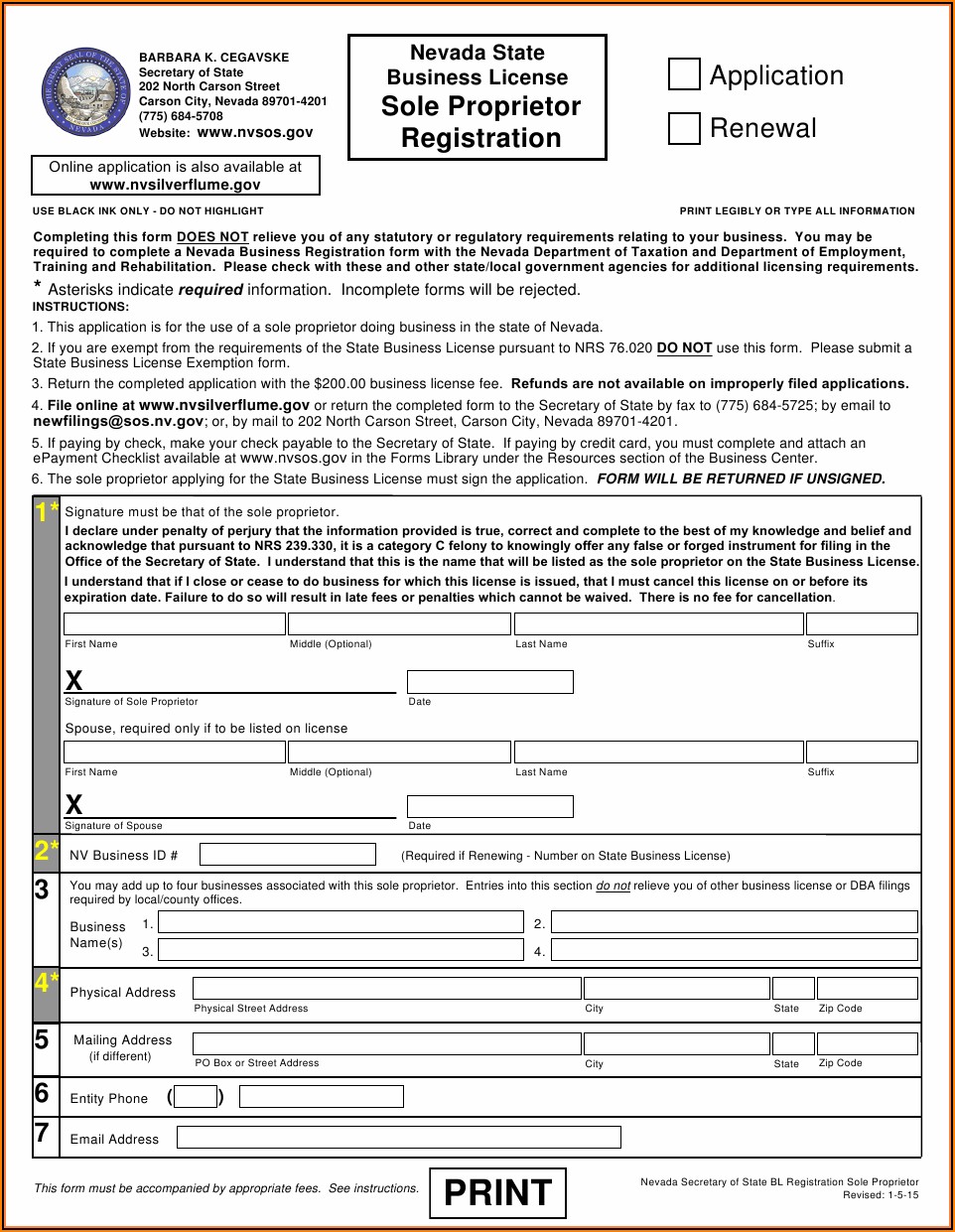 Sole Proprietorship Registration Form