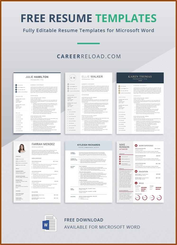 Best Free Word Template For Resume