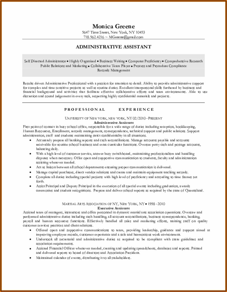 Free Administrative Assistant Resume Samples