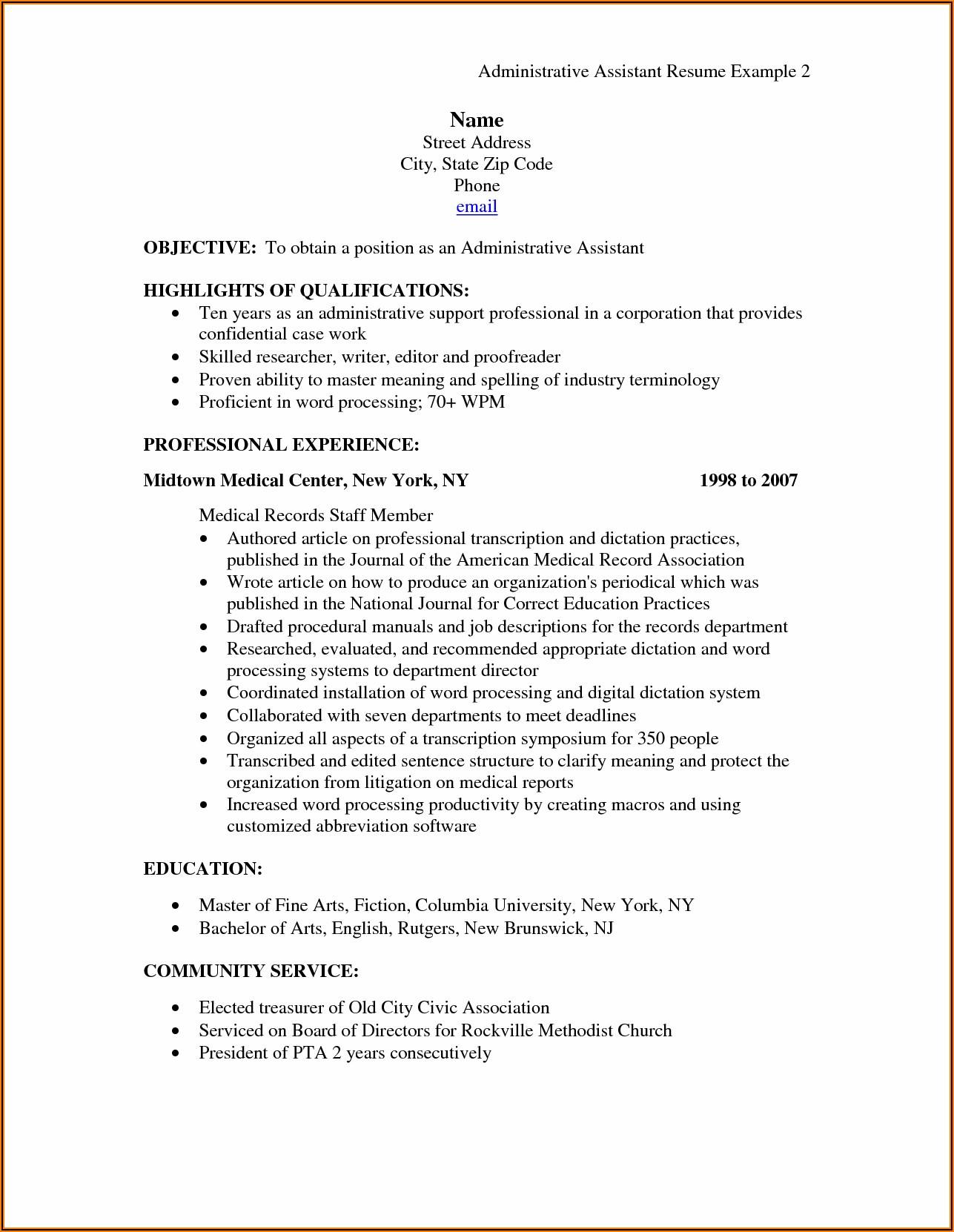 Free Medical Office Assistant Resume Templates