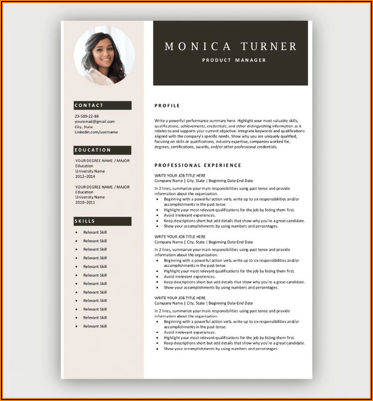 Free Microsoft Word Template For Resume