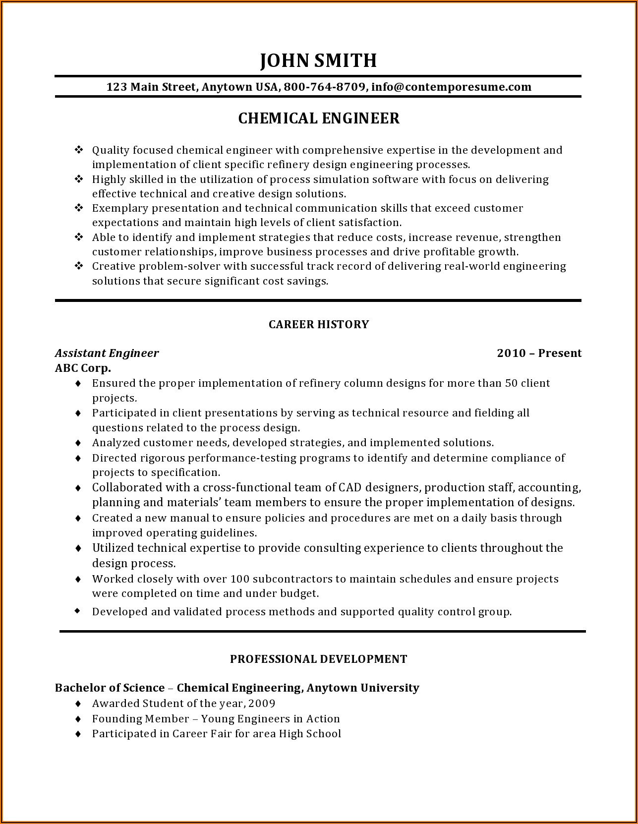 Free Resume Templates For Engineering Students