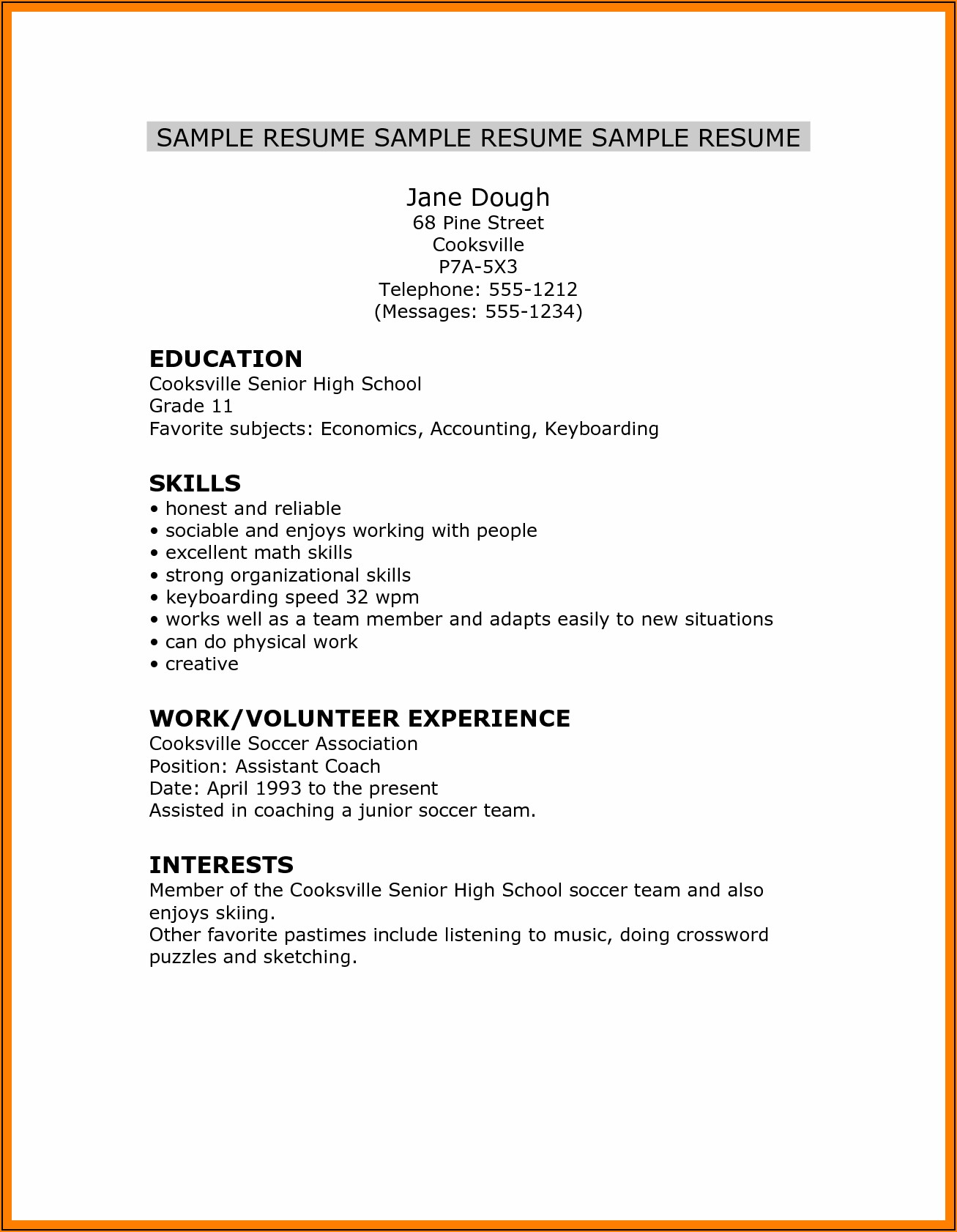How To Write Cv For High School Students