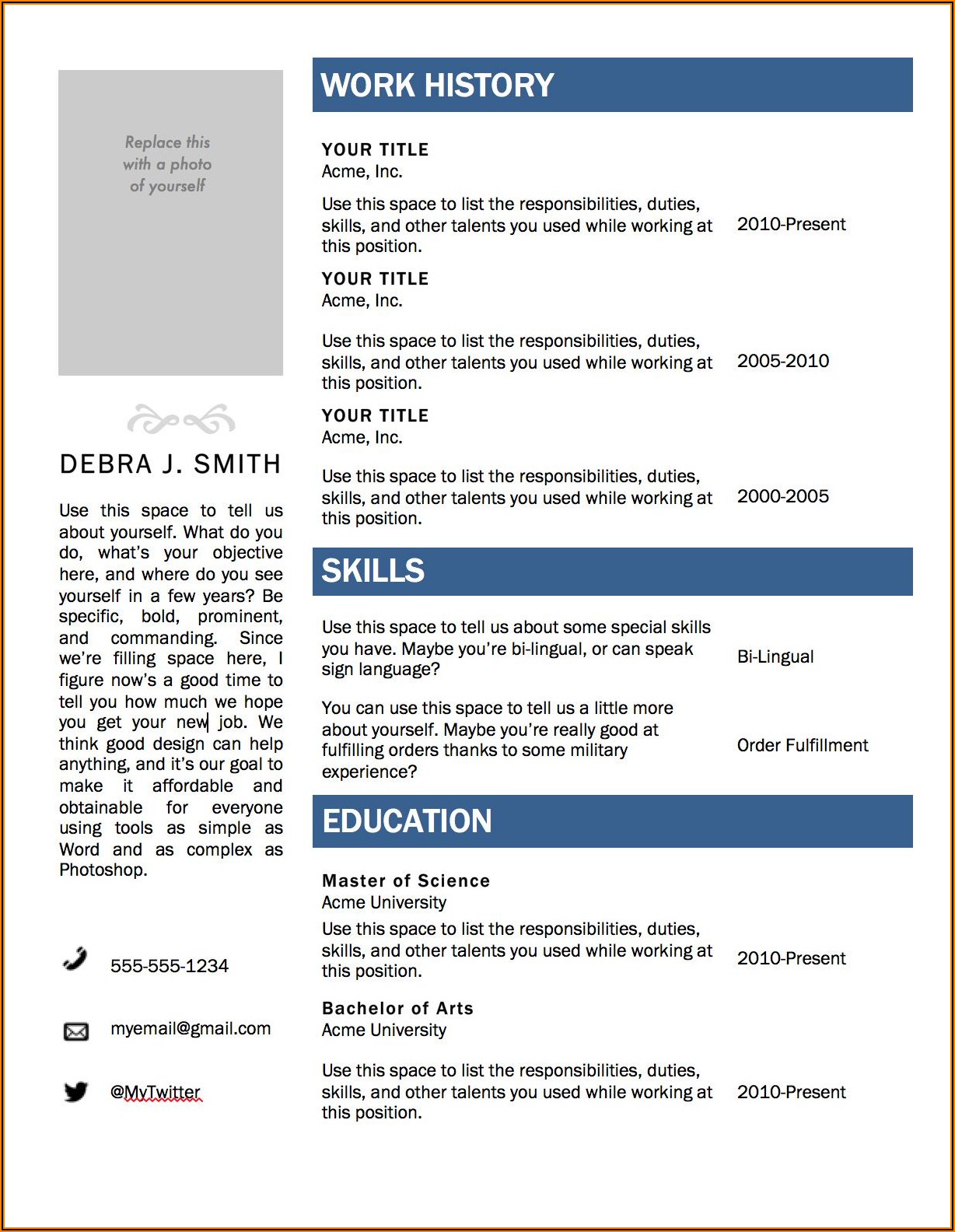 Microsoft Word Free Templates For Resumes