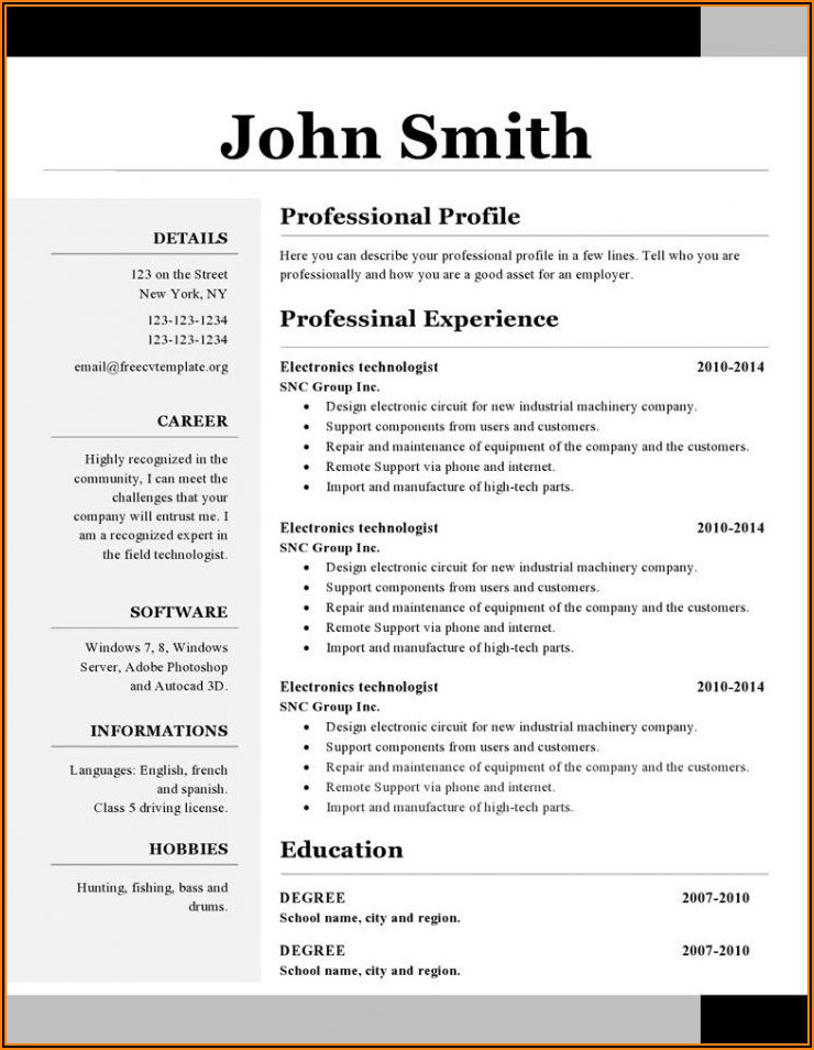 Openoffice Resume Template Free Download