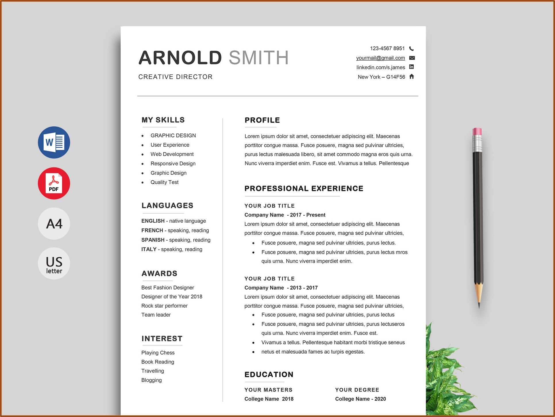Professional Cv Template Word Free Download 2020