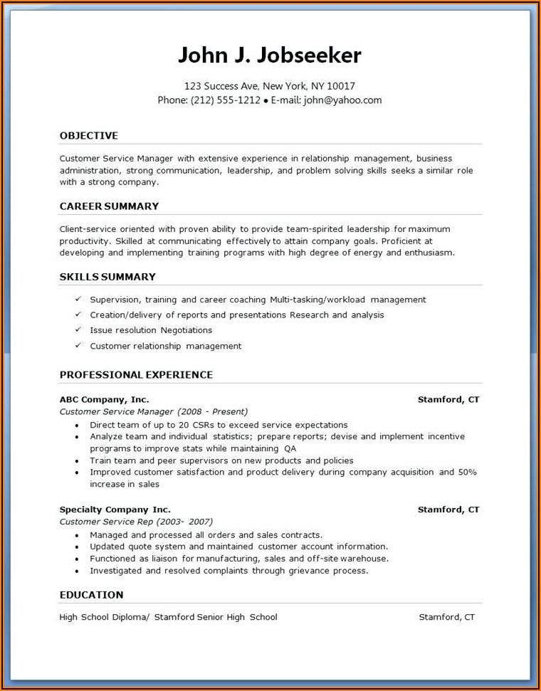 Resume Format Word For Experienced Free Download