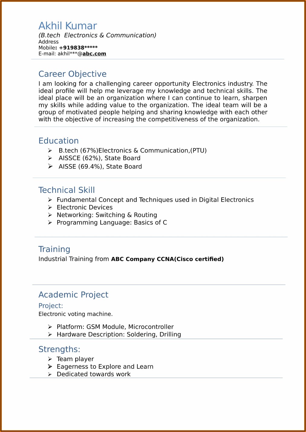 Resume Templates In Word Format Free Download