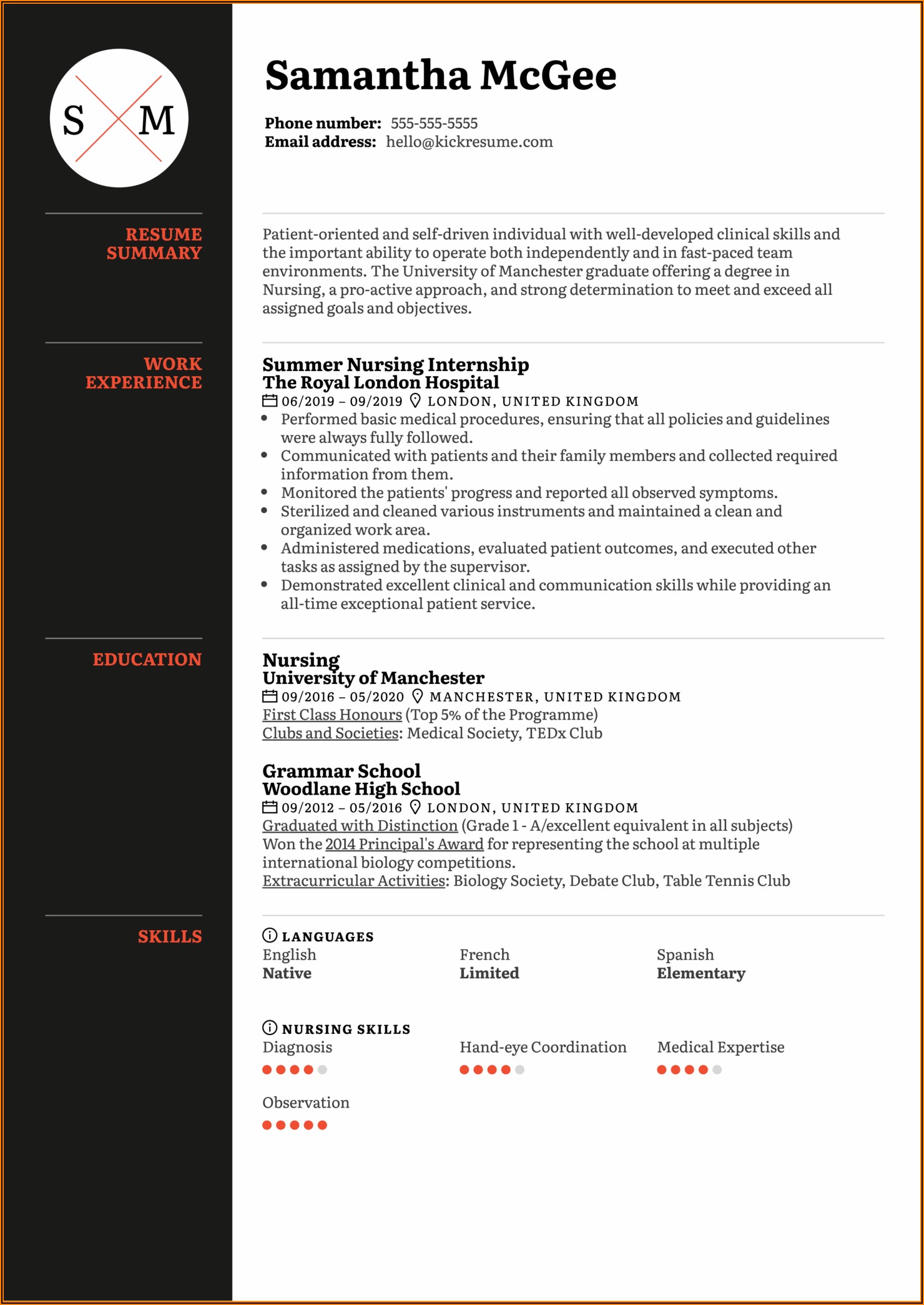 Sample Resume For Graduate Nurse Program