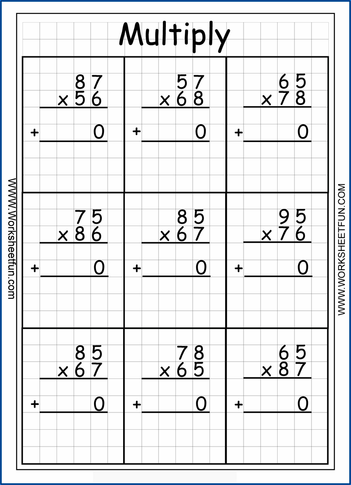 4th Grade Math Multiplication Worksheets Printable