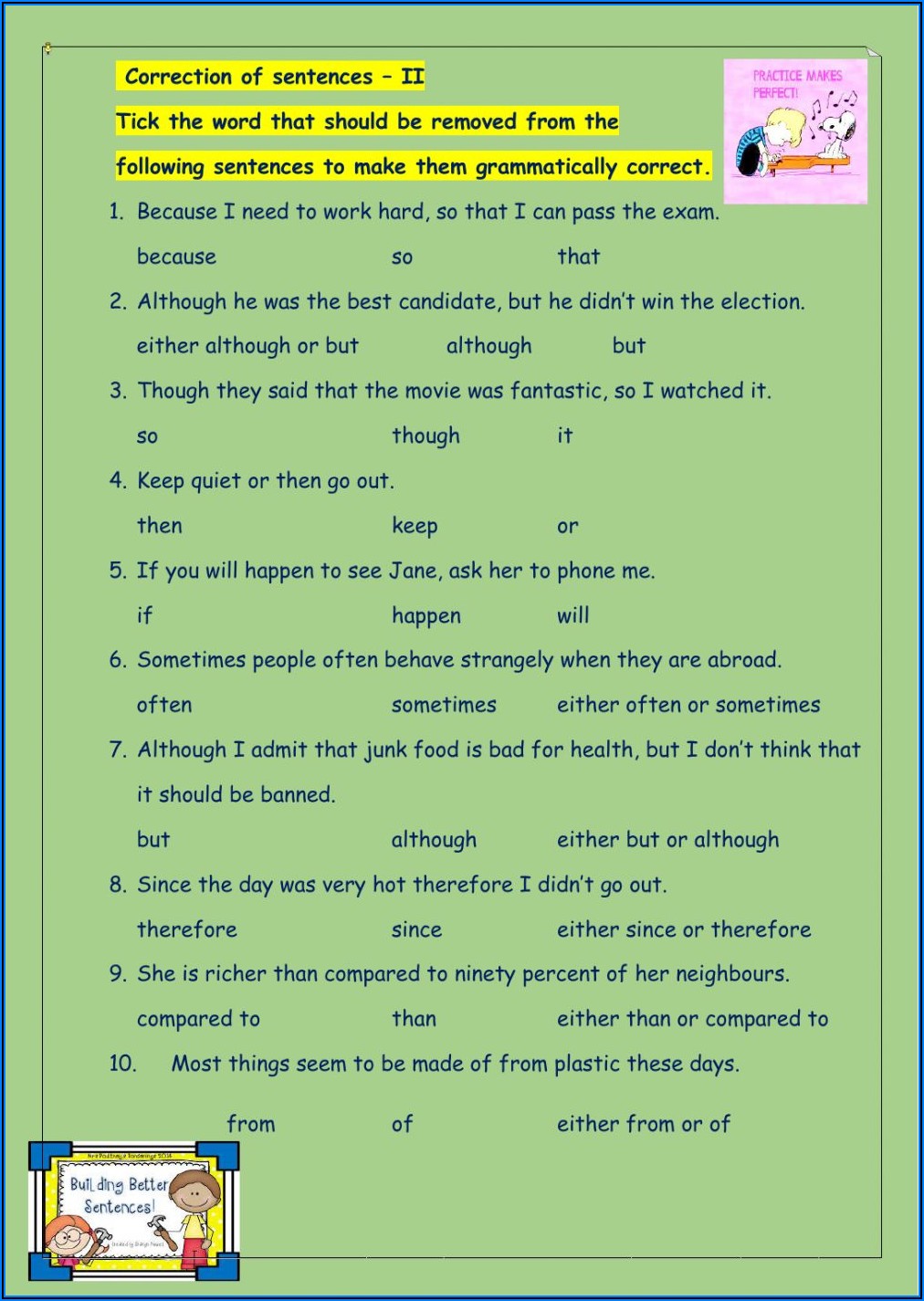 5th Grade Grammar Worksheets Pdf
