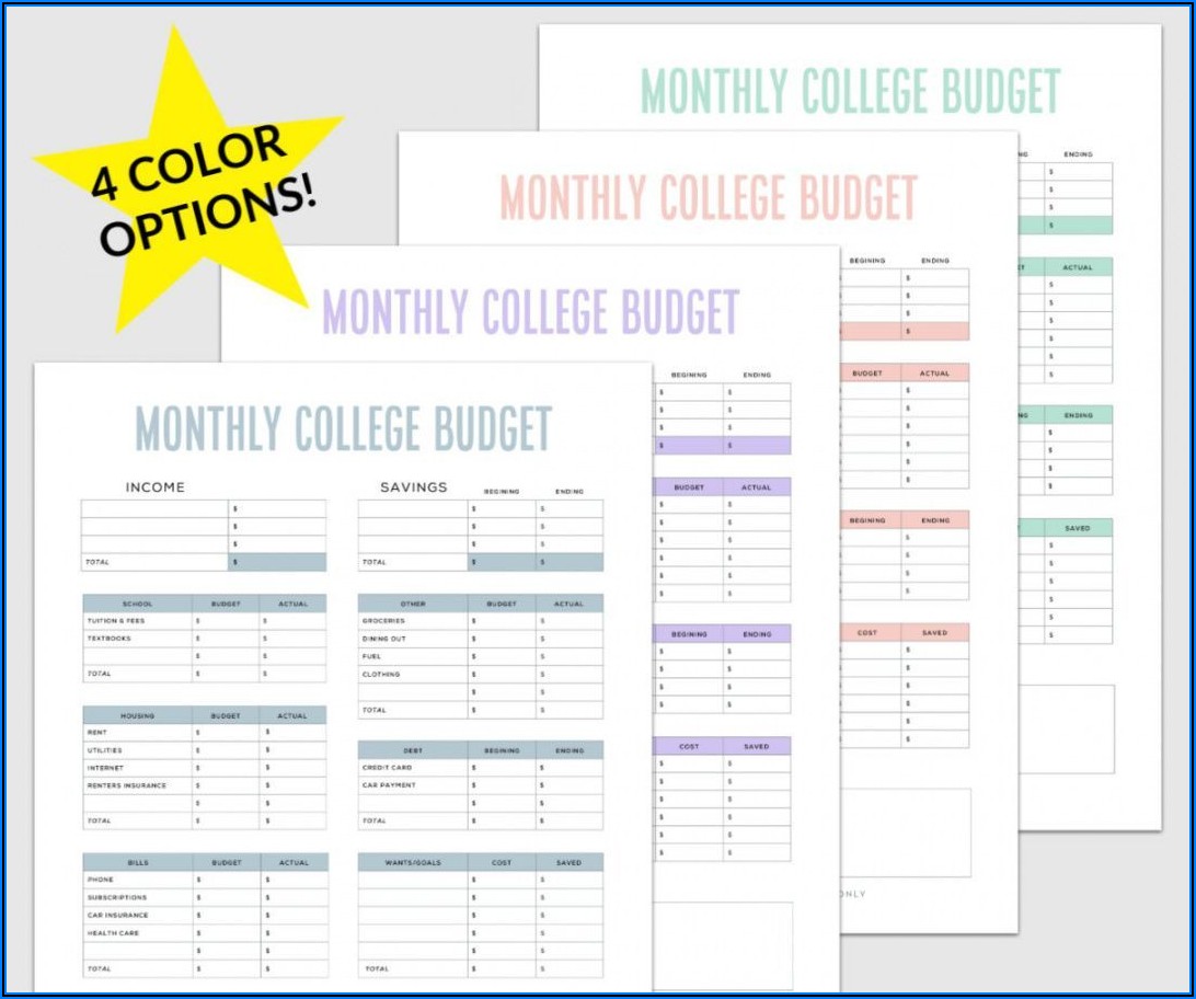 Budget Template For College Students