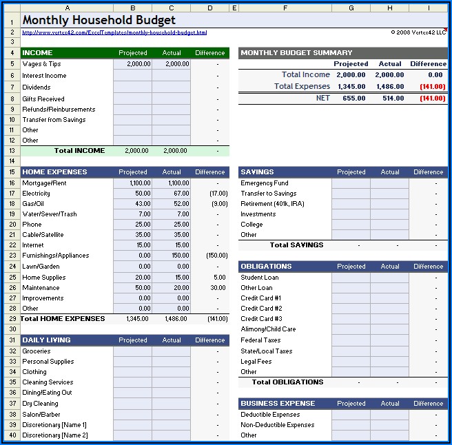 Budget Worksheet Excel Free Download