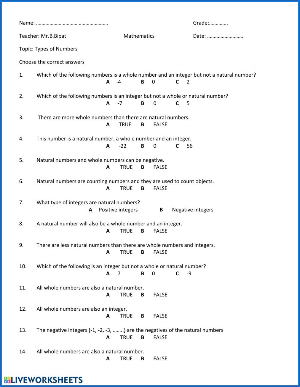 Different Forms Of Numbers Worksheets