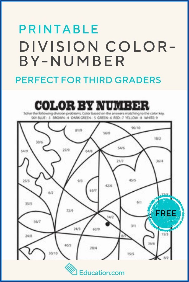 Division Color By Number Worksheets Free
