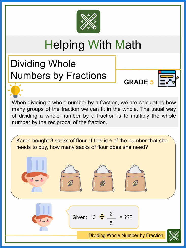 Division Of Fractions And Whole Numbers Worksheets