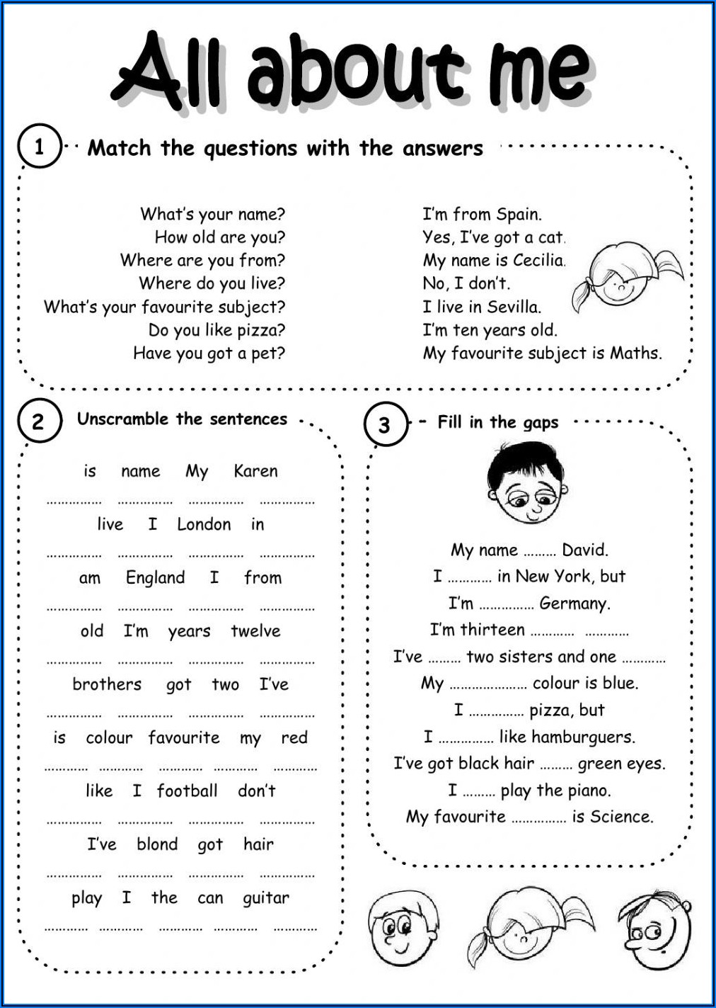 English Worksheets Introducing Yourself