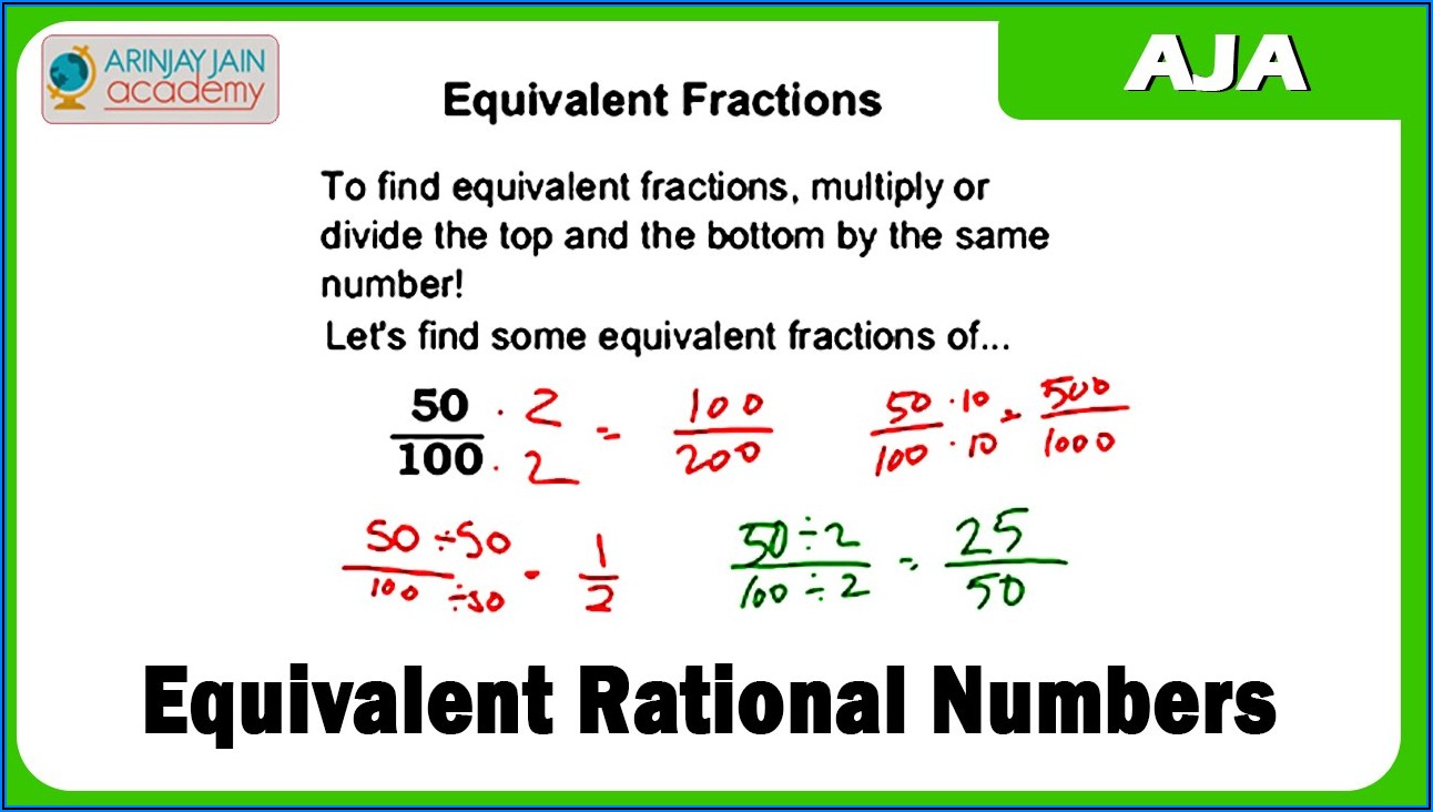 Equivalent Forms Of Rational Numbers Worksheet