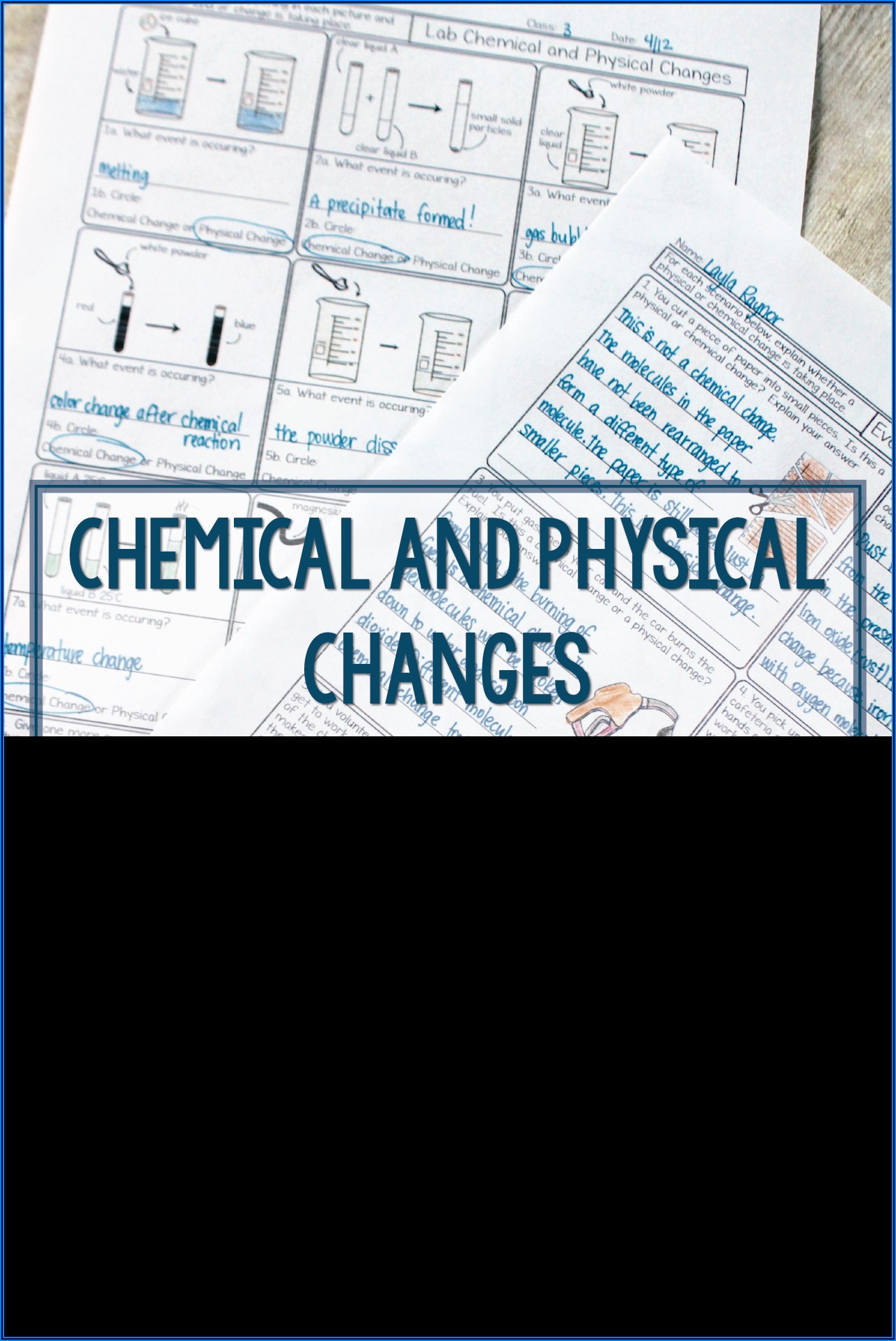 Everyday Physical Science Physical And Chemical Changes Worksheet Answers