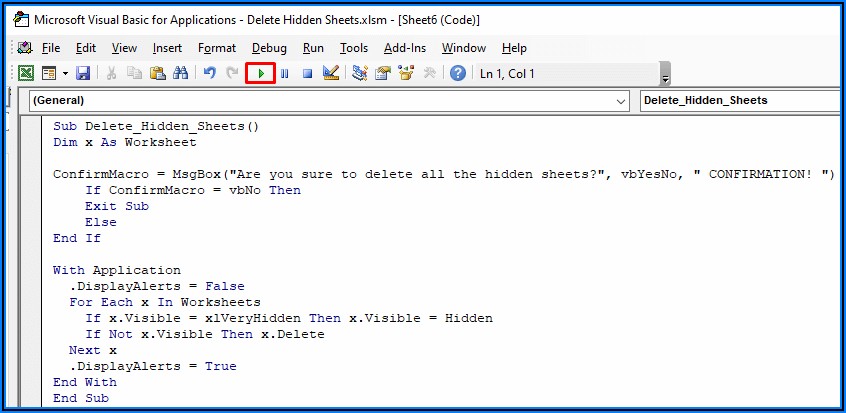 Excel Vba Delete All Hidden Sheets