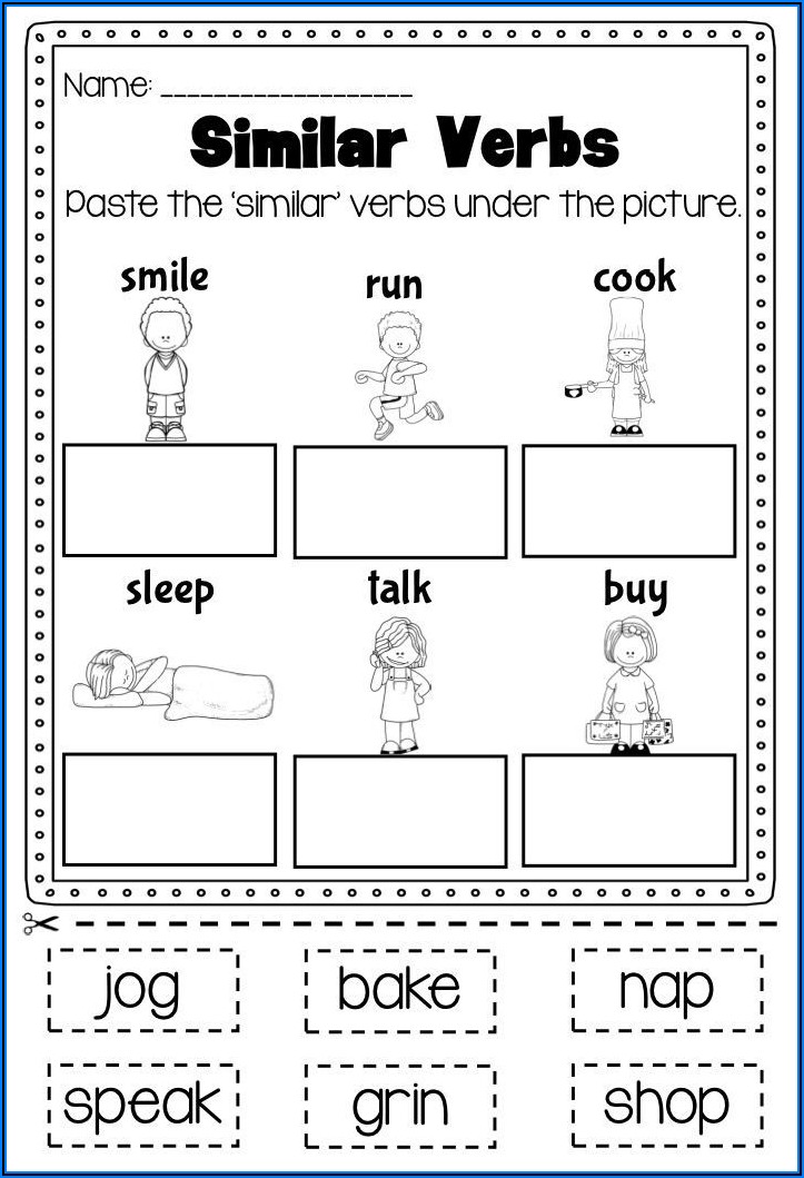 First Grade Worksheets On Verbs