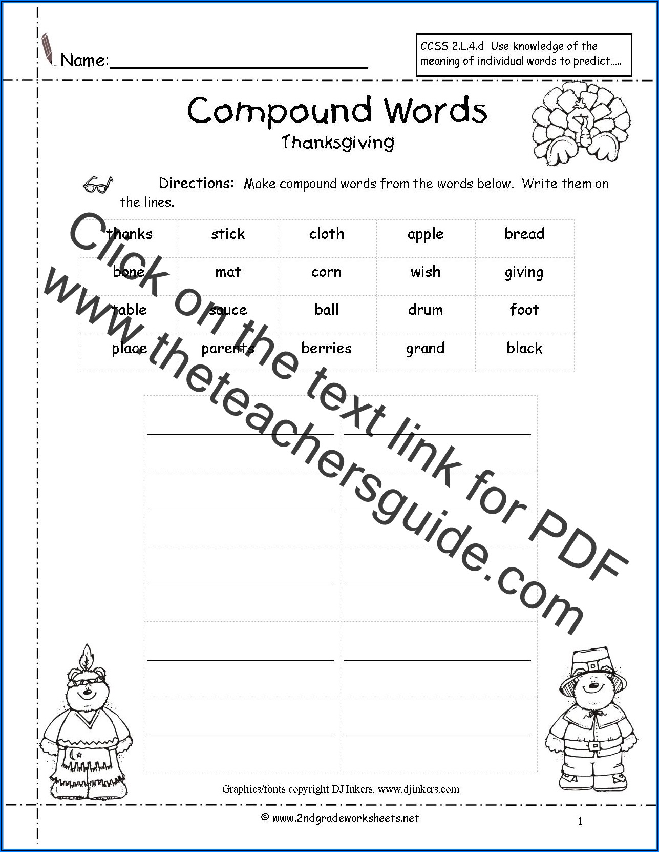 Free 2nd Grade Thanksgiving Worksheets