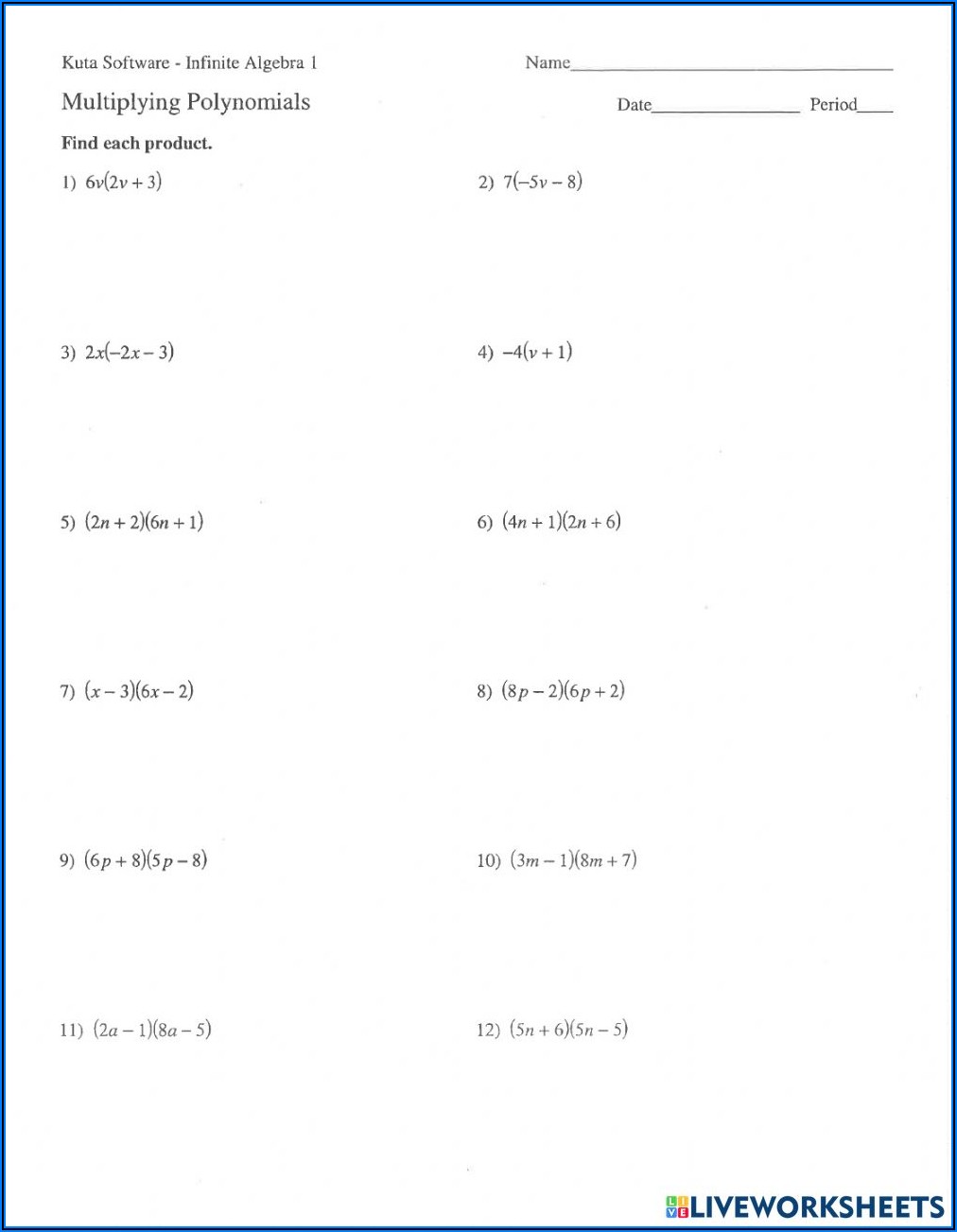 Grade 9 Polynomials Worksheet Pdf