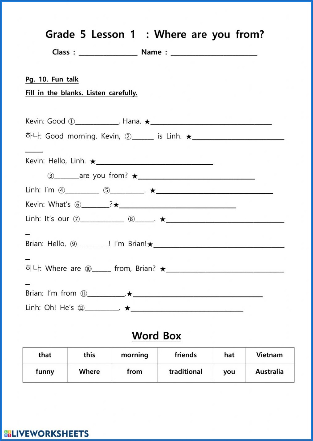 Grade Five English Worksheets
