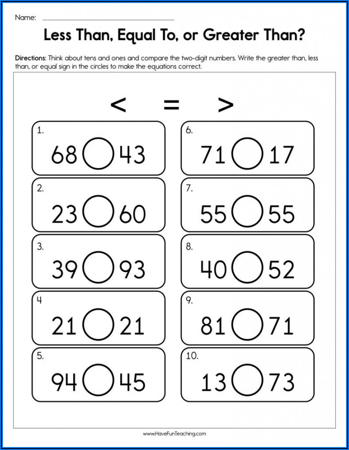 Kindergarten Free Printable Greater Than Less Than Worksheets