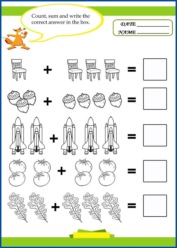 Math Addition Worksheets For Preschool