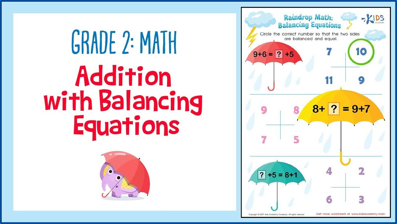 Math Balancing Equations Worksheet