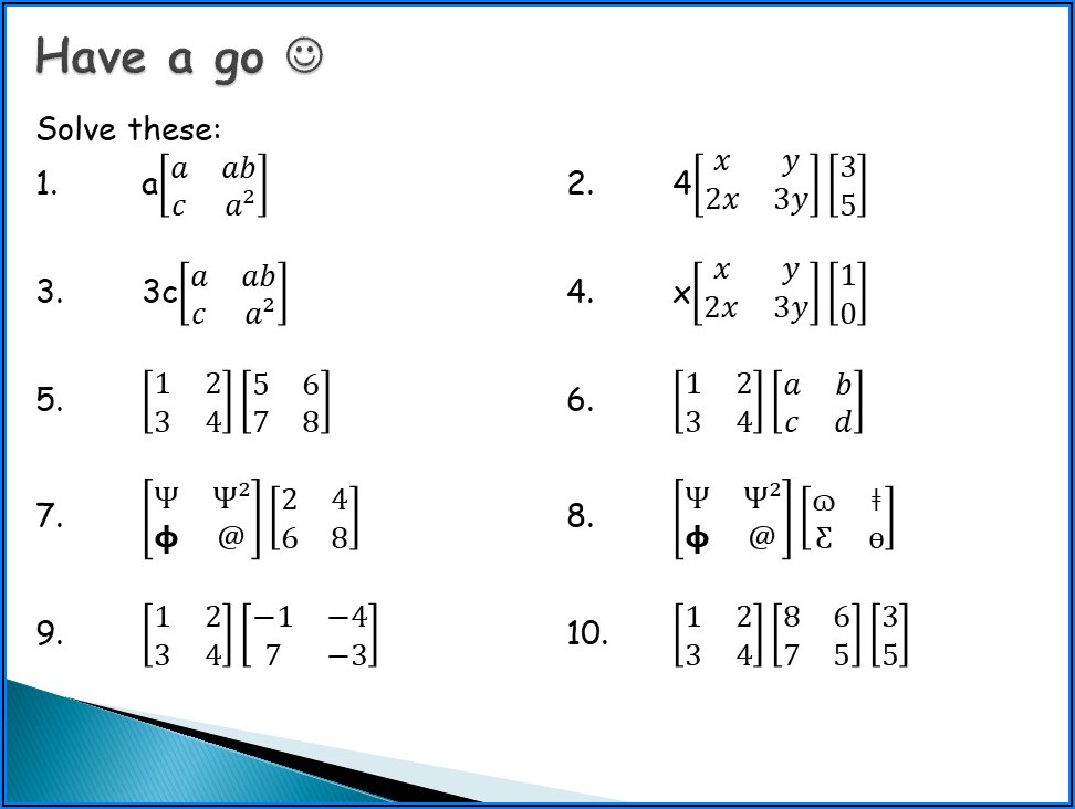 Matrix Multiplication Worksheet With Answers