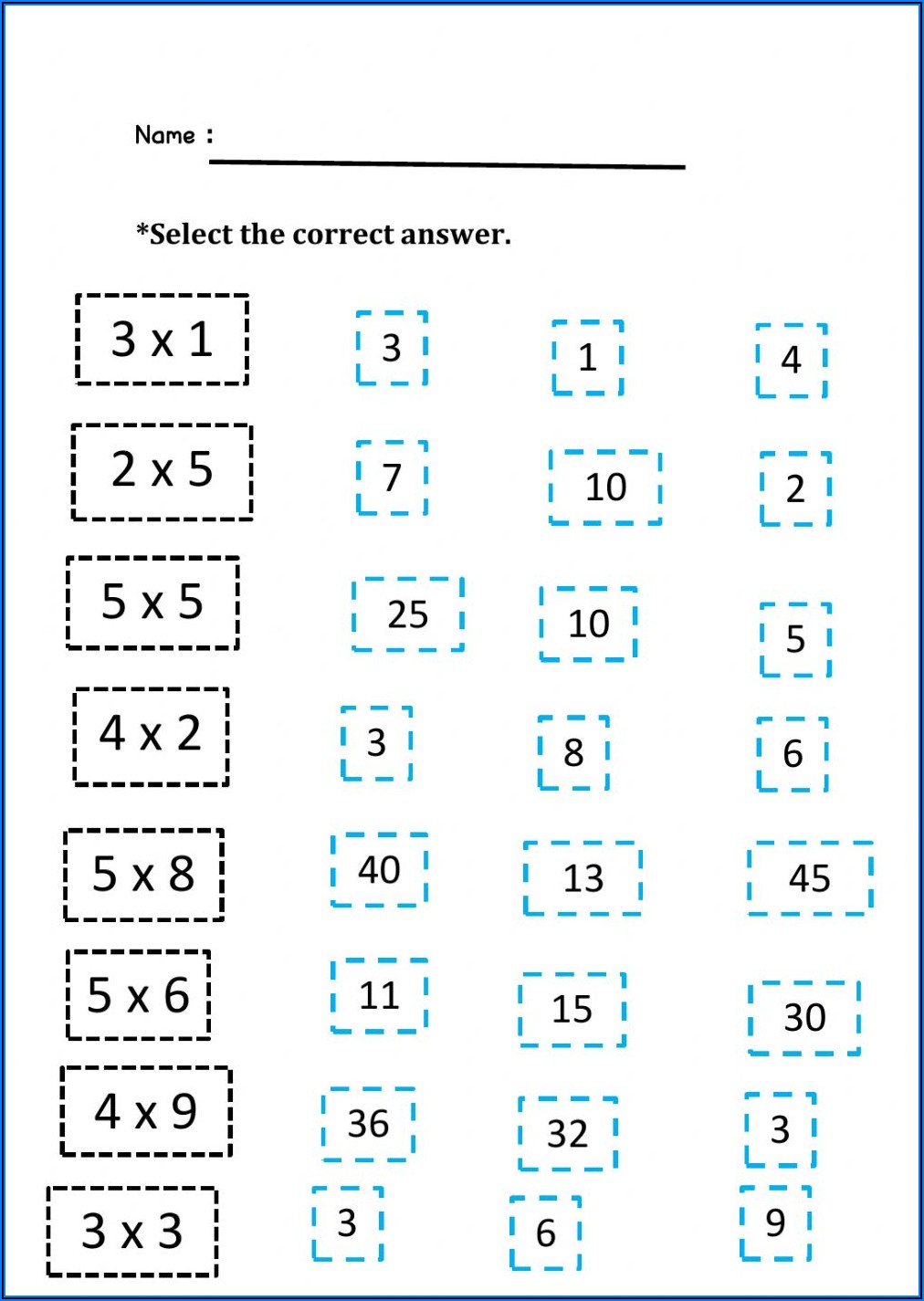 Multiplication Worksheets Up To 5