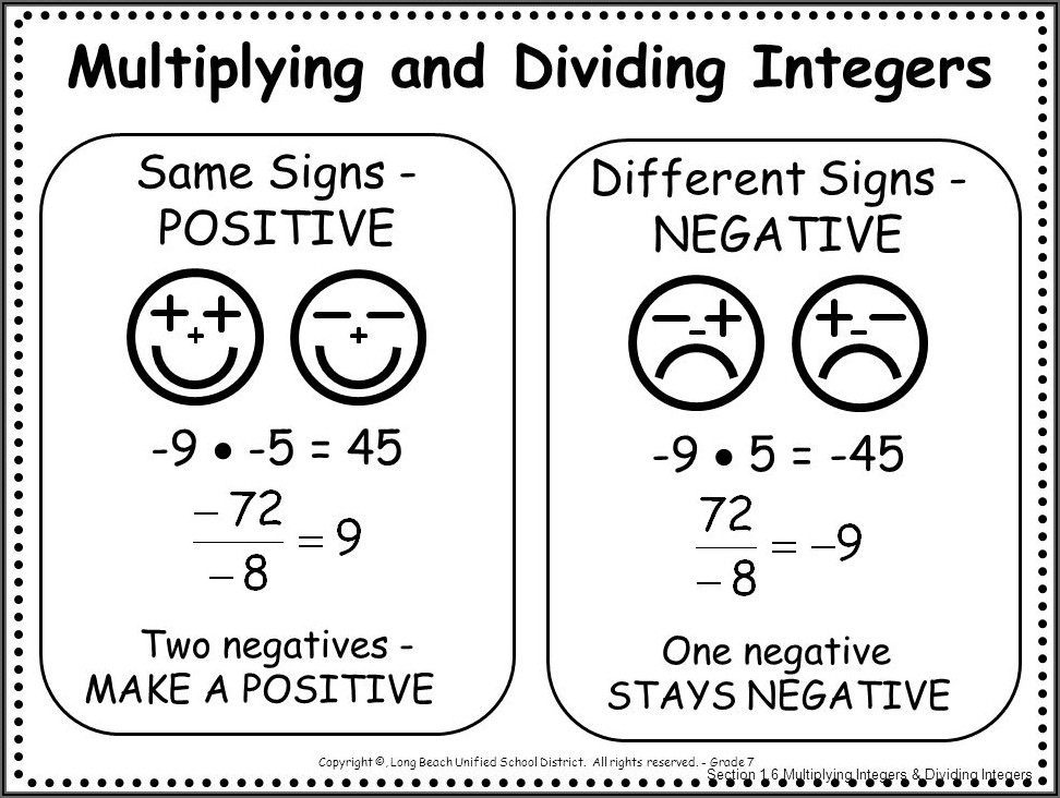 Multiplying Negative Numbers Worksheet Tes