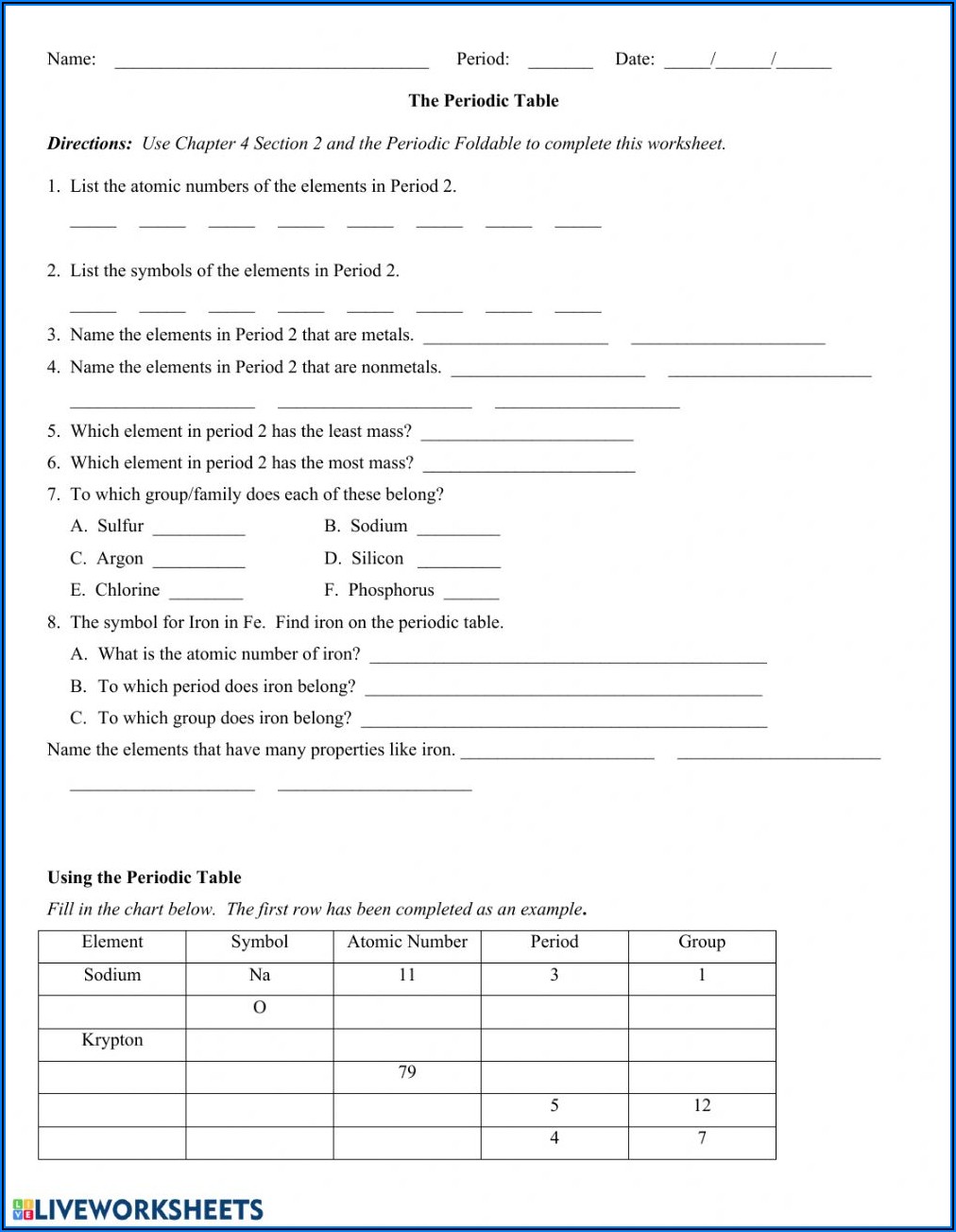 Periodic Table Families And Trends Worksheet Answers