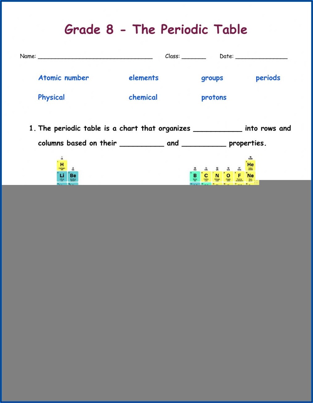Periodic Table Of Elements Worksheet With Answers Pdf