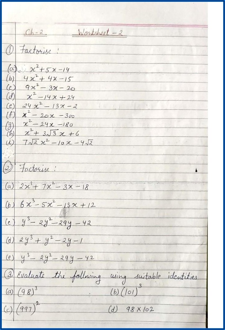 Polynomials Grade 9 Worksheets With Answers