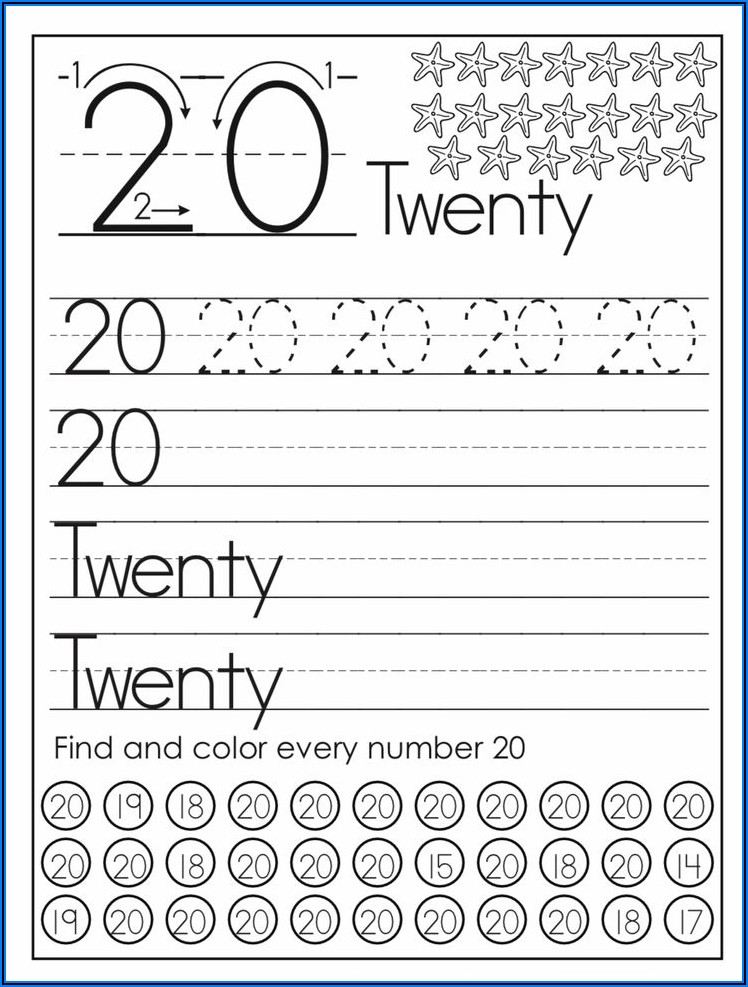 Preschool Numbers 11 20 Worksheets