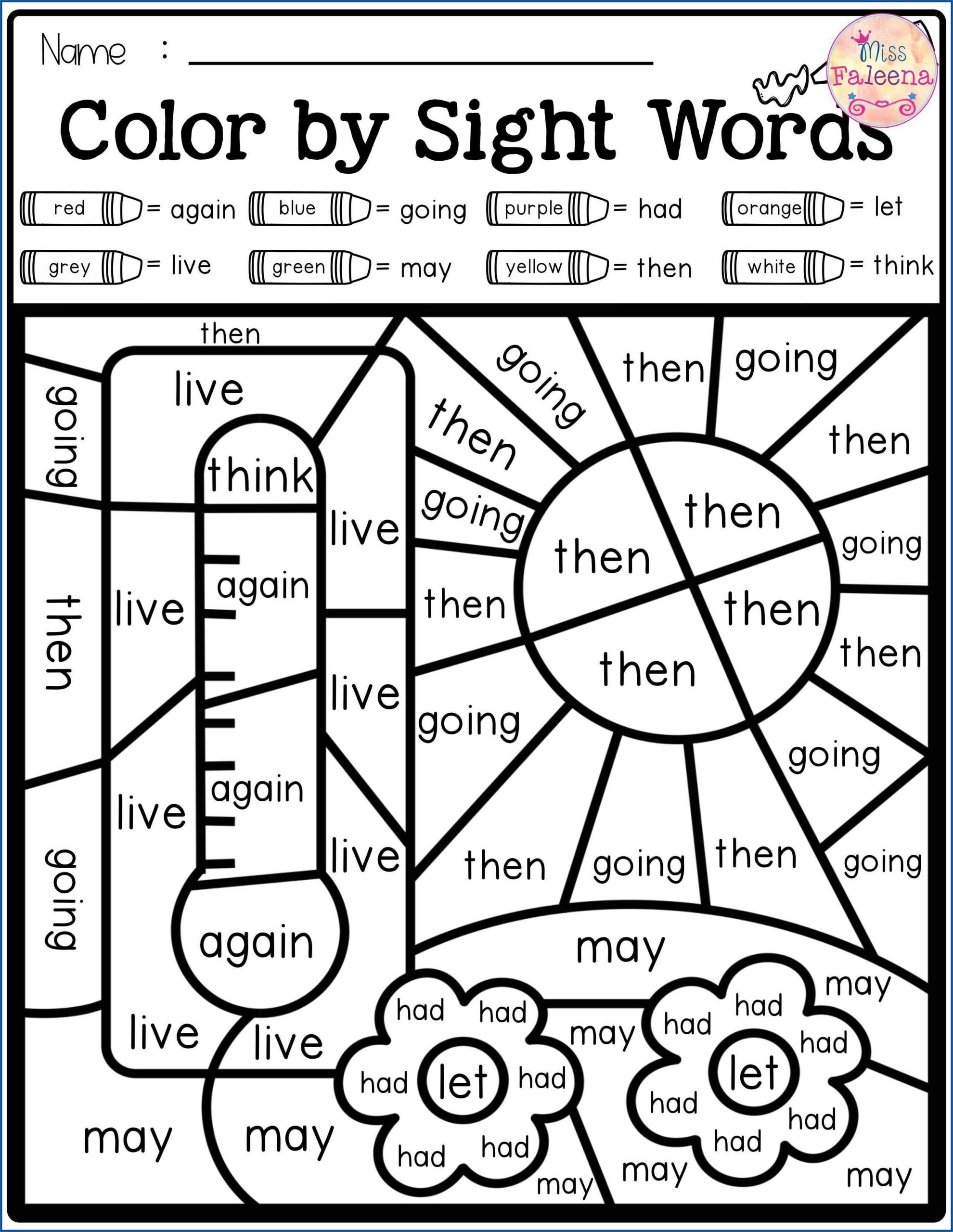 Printable Sight Word Worksheets For First Grade