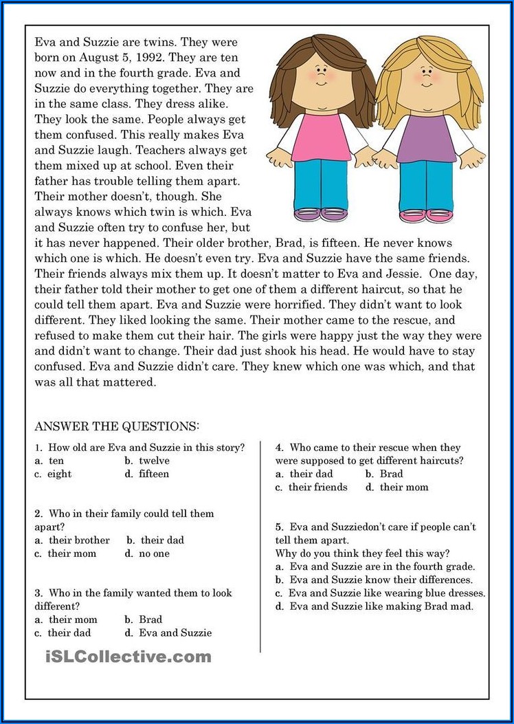 Reading Comprehension Worksheets For Adults