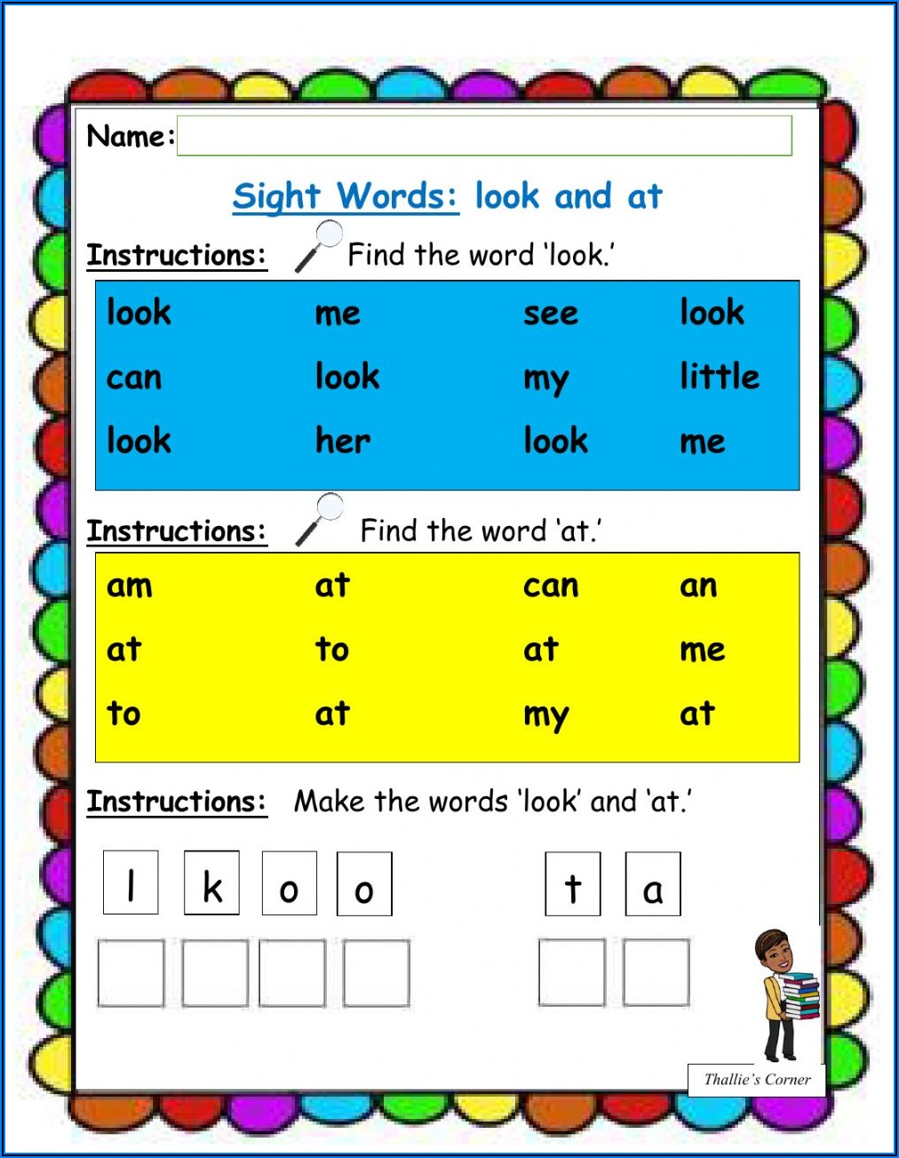 Sight Words And Worksheet