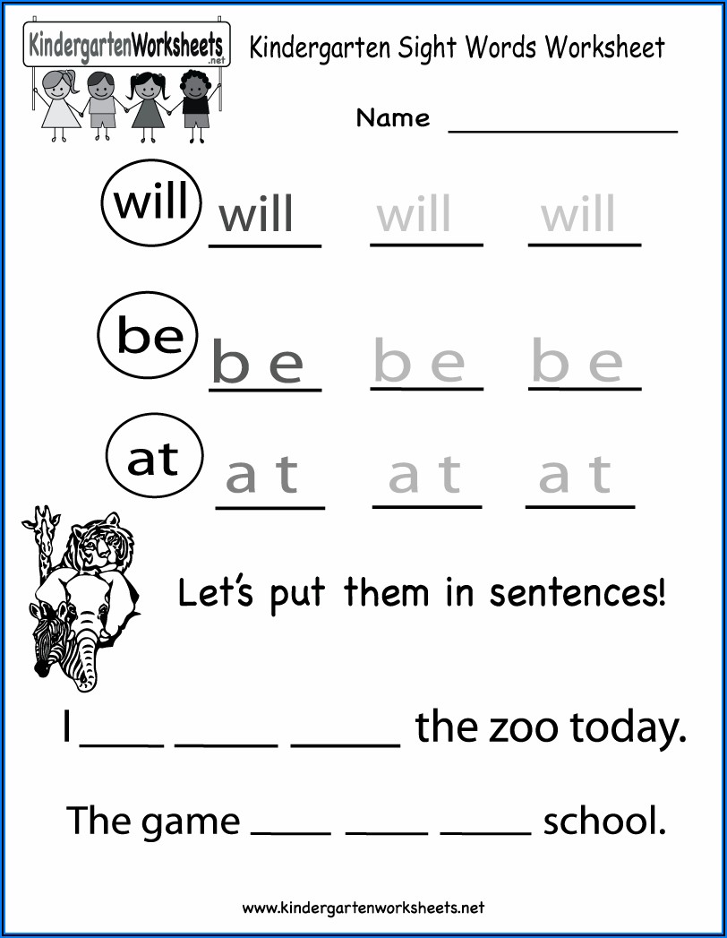 Sight Words Worksheets Free Kindergarten