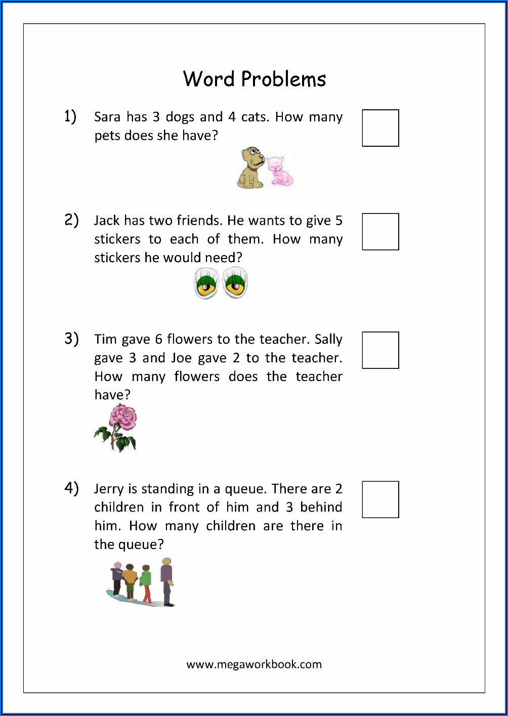 Story Problems Addition And Subtraction Worksheets