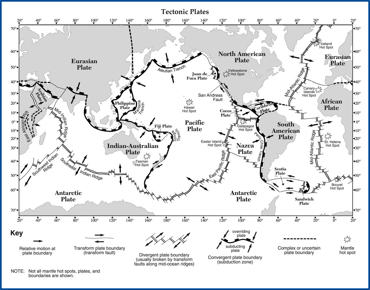 Tectonic Plate Boundaries Map Worksheet