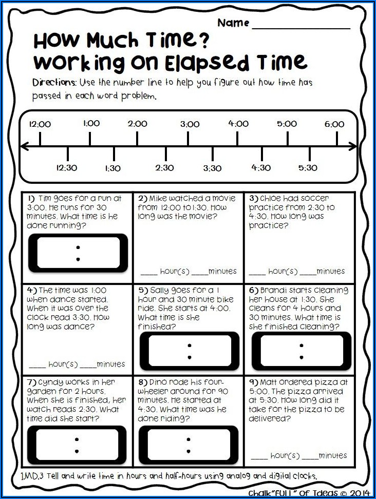 Word Problems Involving Elapsed Time Worksheets