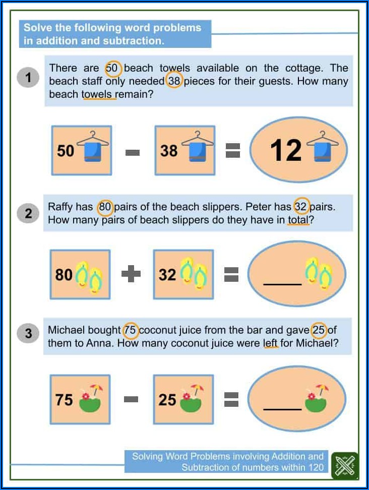 Worksheets Word Problems Addition Subtraction